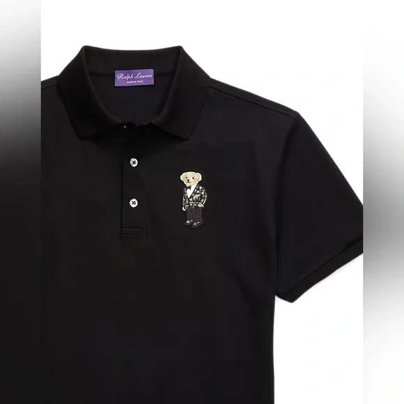 Ralph Lauren-Purple Label Cotton Piqué Bear Polo Shirt
